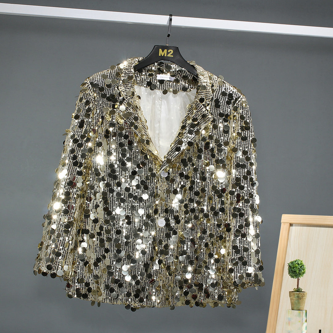 Damen Pailletten Blazerjacke mit modernem Schnitt und glamourösen Akzenten Drune
