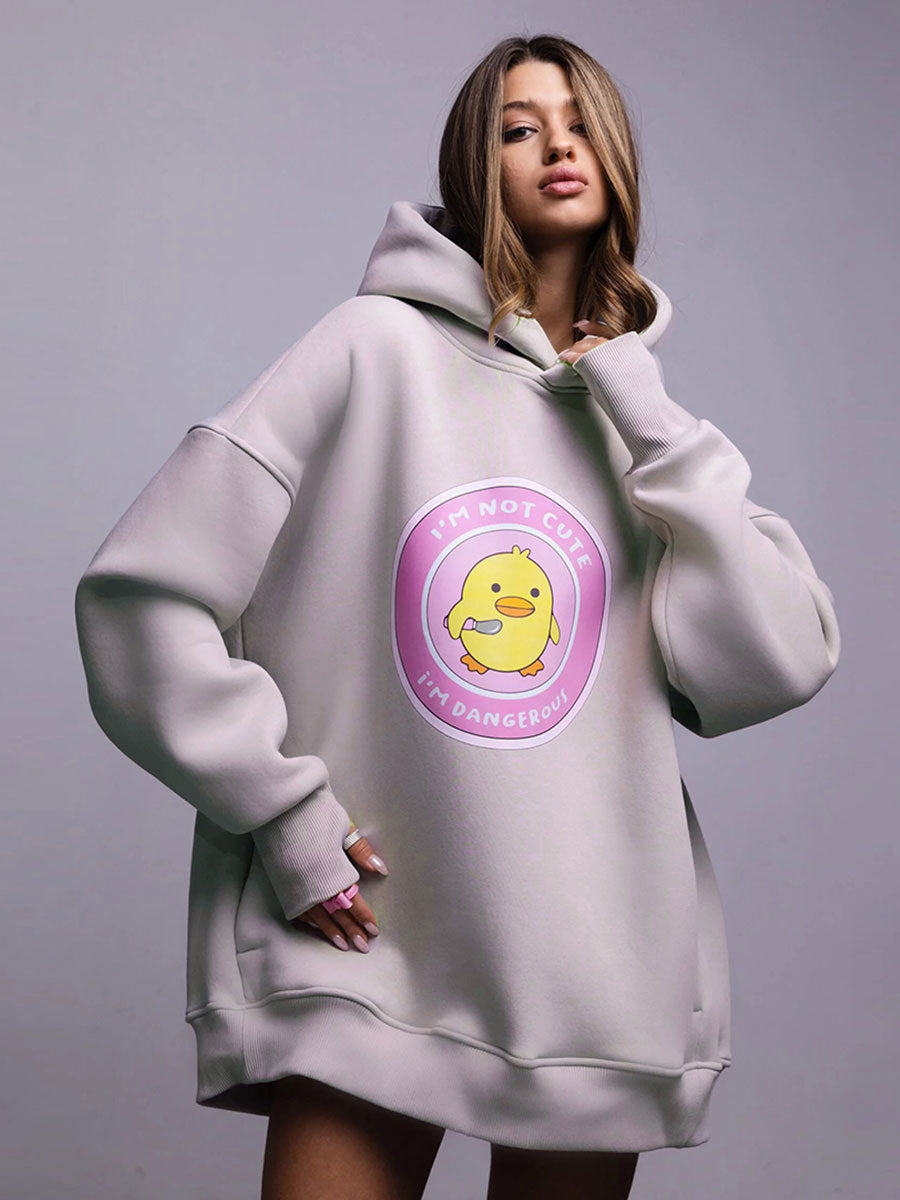 Damen Oversized Hoodie mit kreativem Grafikdesign Drune