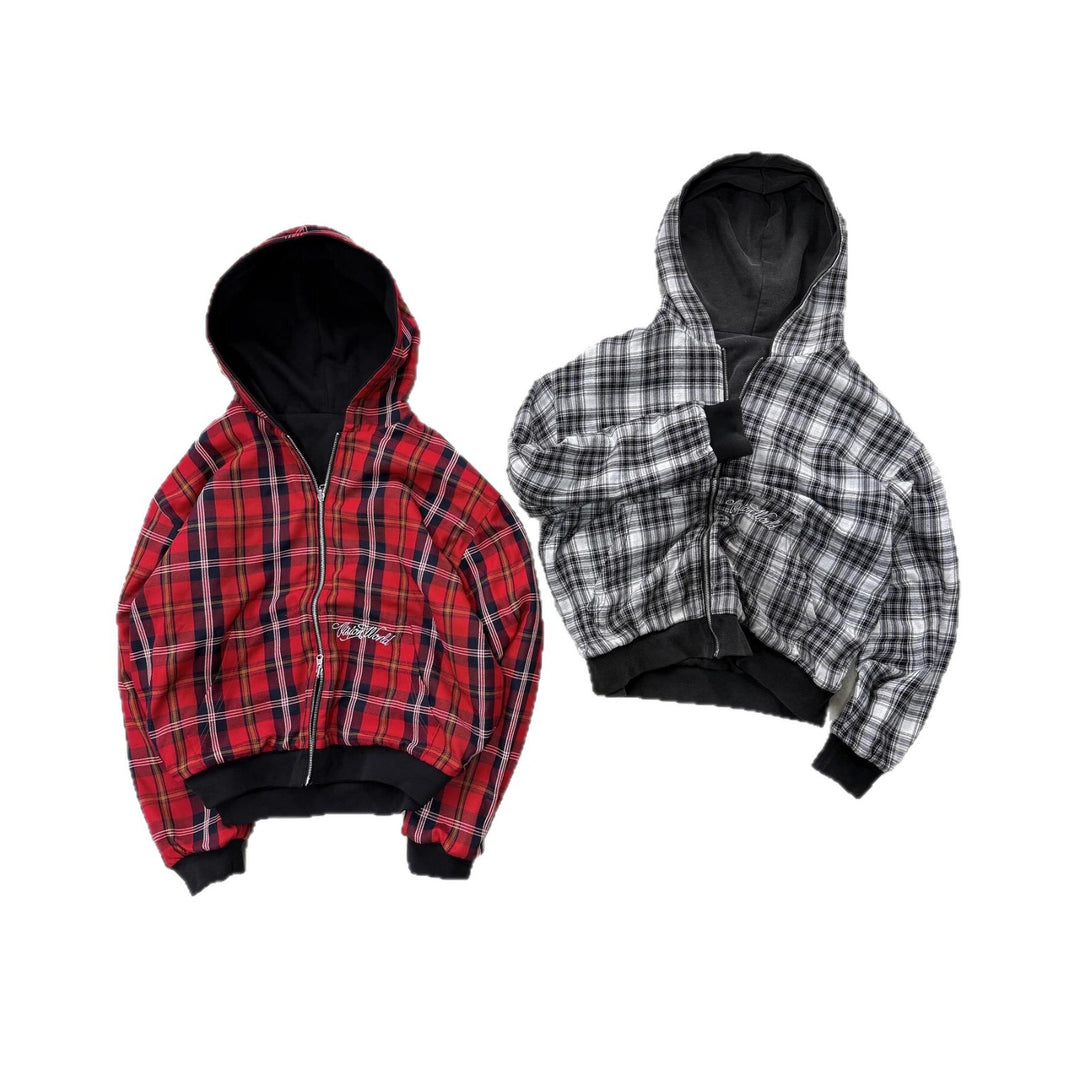 Damen gestreifte Kapuzenjacke mit doppeltem Material Drune