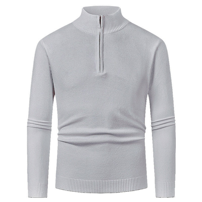 Herren Strickpullover mit hohem Kragen und halbem Reißverschluss Drune