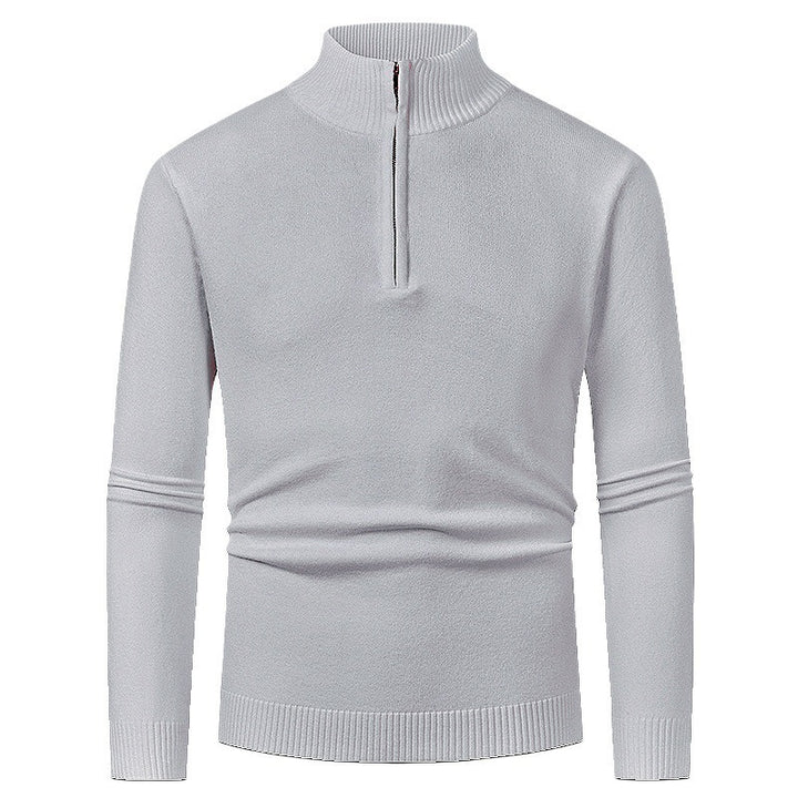 Herren Strickpullover mit hohem Kragen und halbem Reißverschluss Drune
