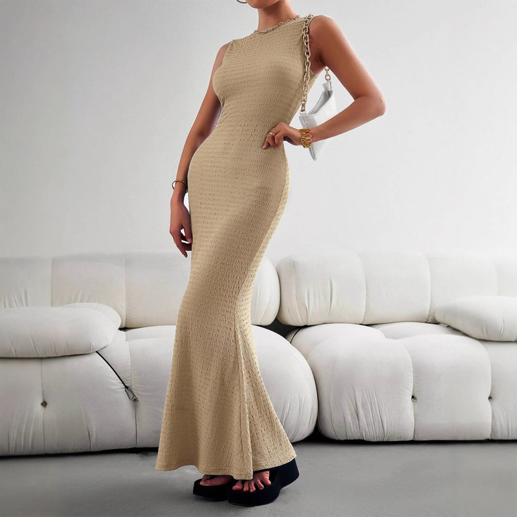 Damen figurbetontes Maxikleid mit elegantem Strukturdesign Drune