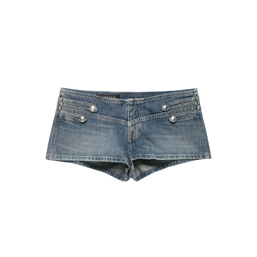 Damen Denim-Shorts mit dekorativen Knöpfen Drune