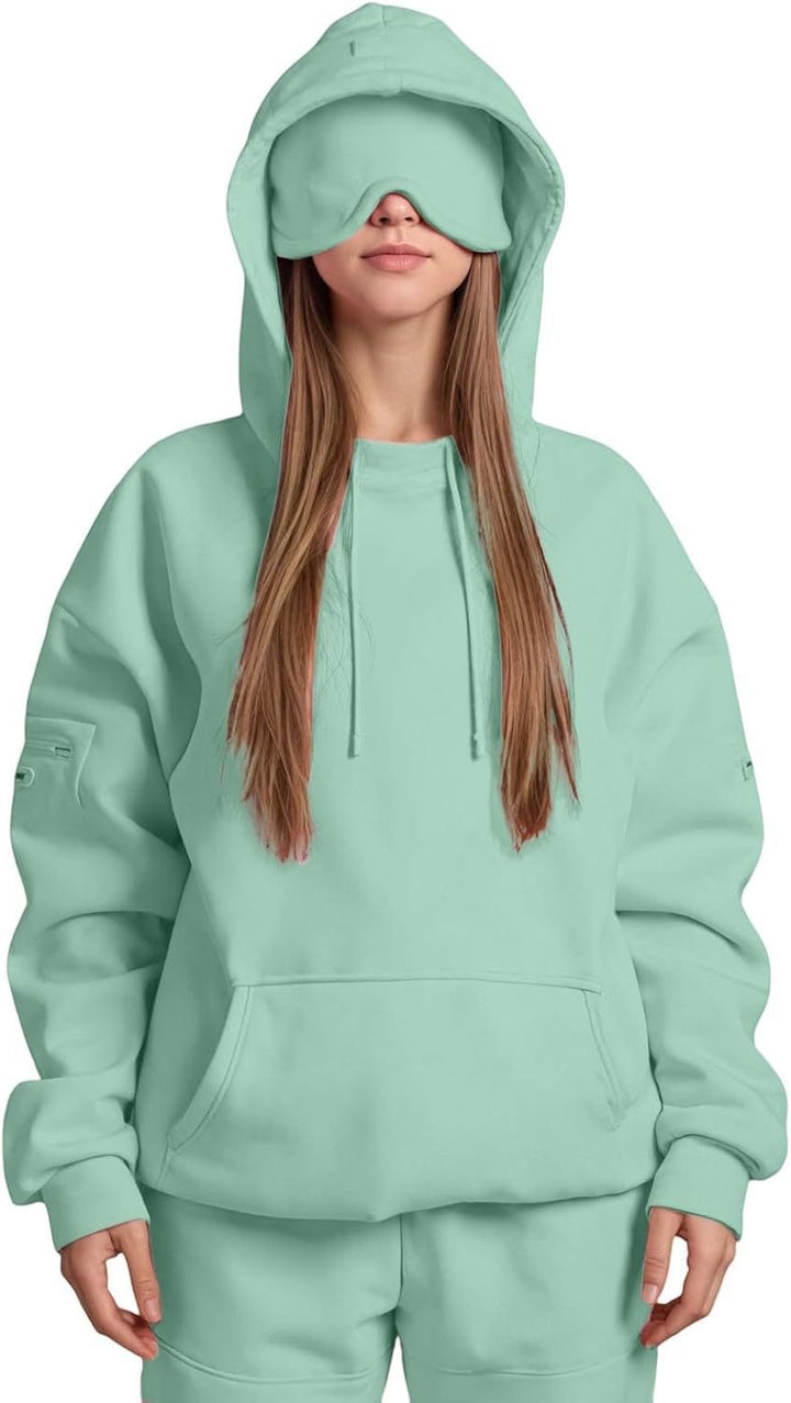 Damen Kapuzenpullover mit integriertem Schlafmasken-Design Drune