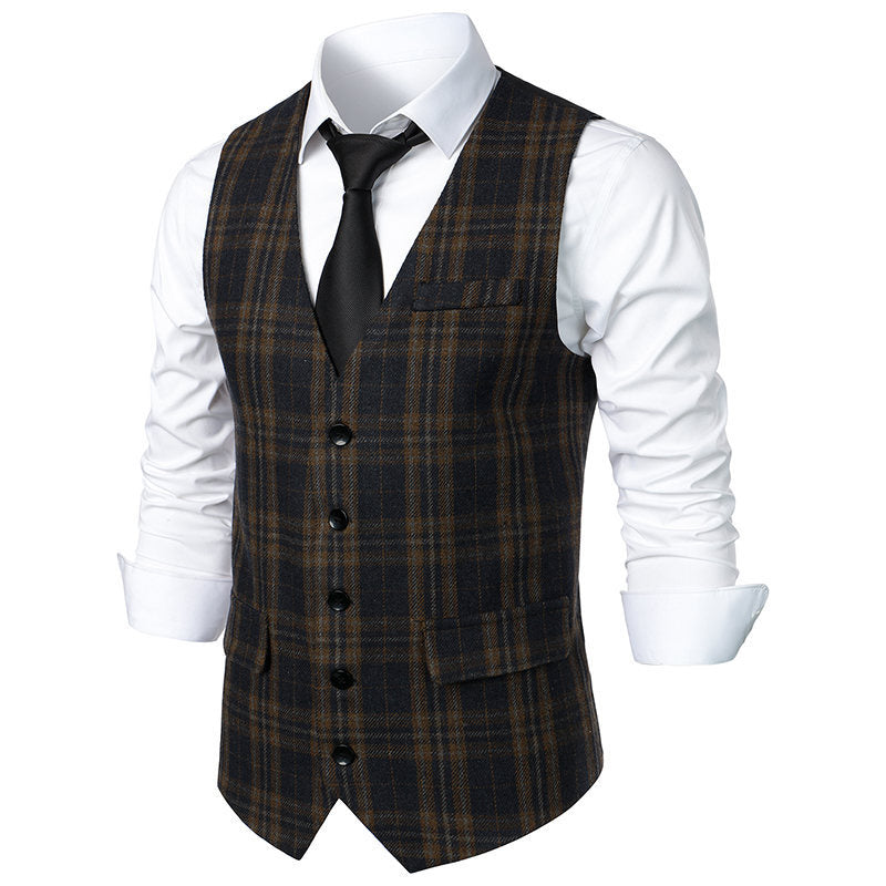 Herren klassische Karoveste mit elegante Schnitt und praktischen Taschen Drune