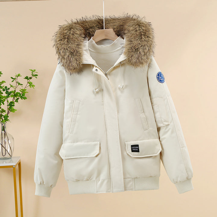 Damen Winterjacke mit abnehmbarem Kunstfellkragen und großen Taschen Drune