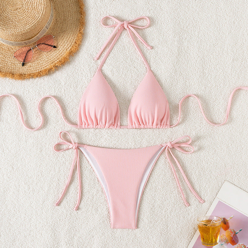 Damen Triangel-Bikini mit verstellbaren Trägern und seitlichen Bindebändern Drune