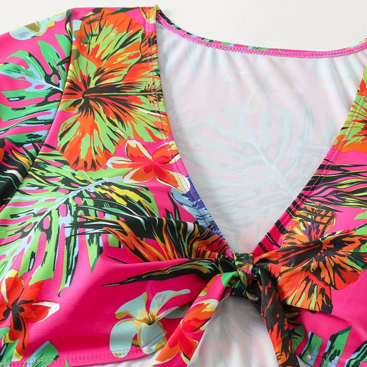 Damen Bikini-Set mit floralen Mustern und leichtem Überwurf Drune