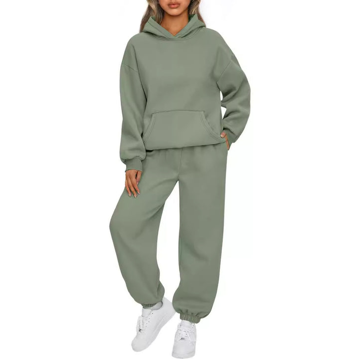 Damen nan kuscheliges oversized Hoodie und Jogginghose Lounge Set aus Baumwollmischung Drune