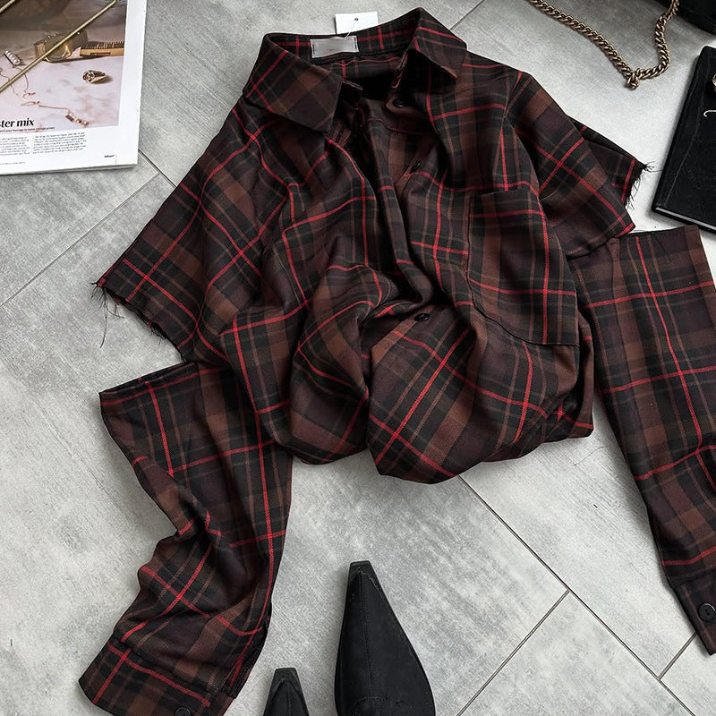 Damen oversized Karohemddesign Drune