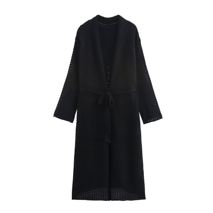 Damen Longcardigan mit Gürtel und Knopfleiste Drune
