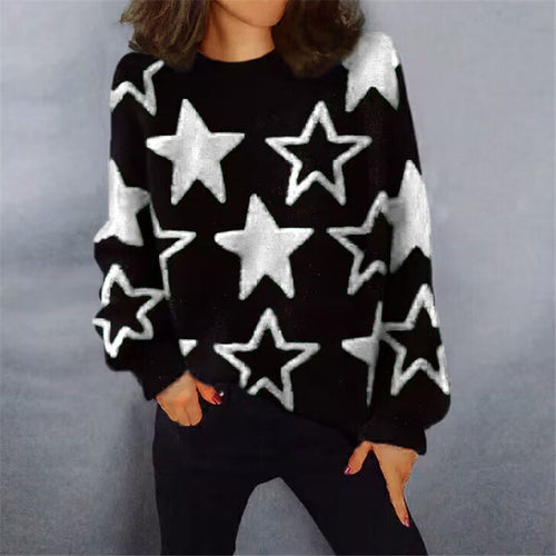 Damen Bequemer Strickpullover mit starigem Muster und lässigem Schnitt Drune