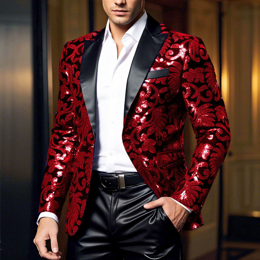 Damen eleganter Pailletten-Blazer mit floralem Design und luxuriösem Schnitt Drune