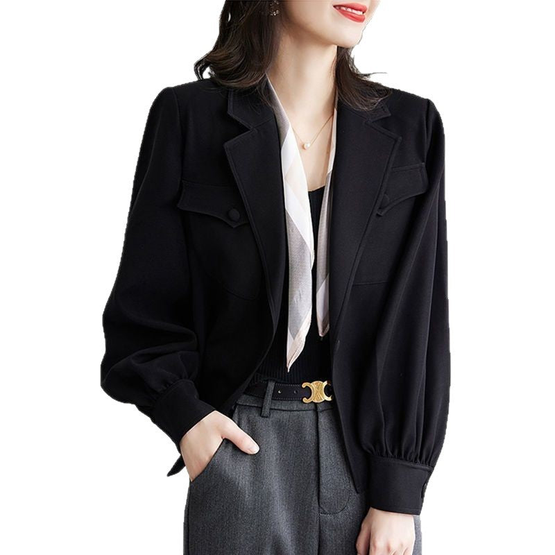 Damen Modischer Blazer mit strukturierten Puffärmeln Drune