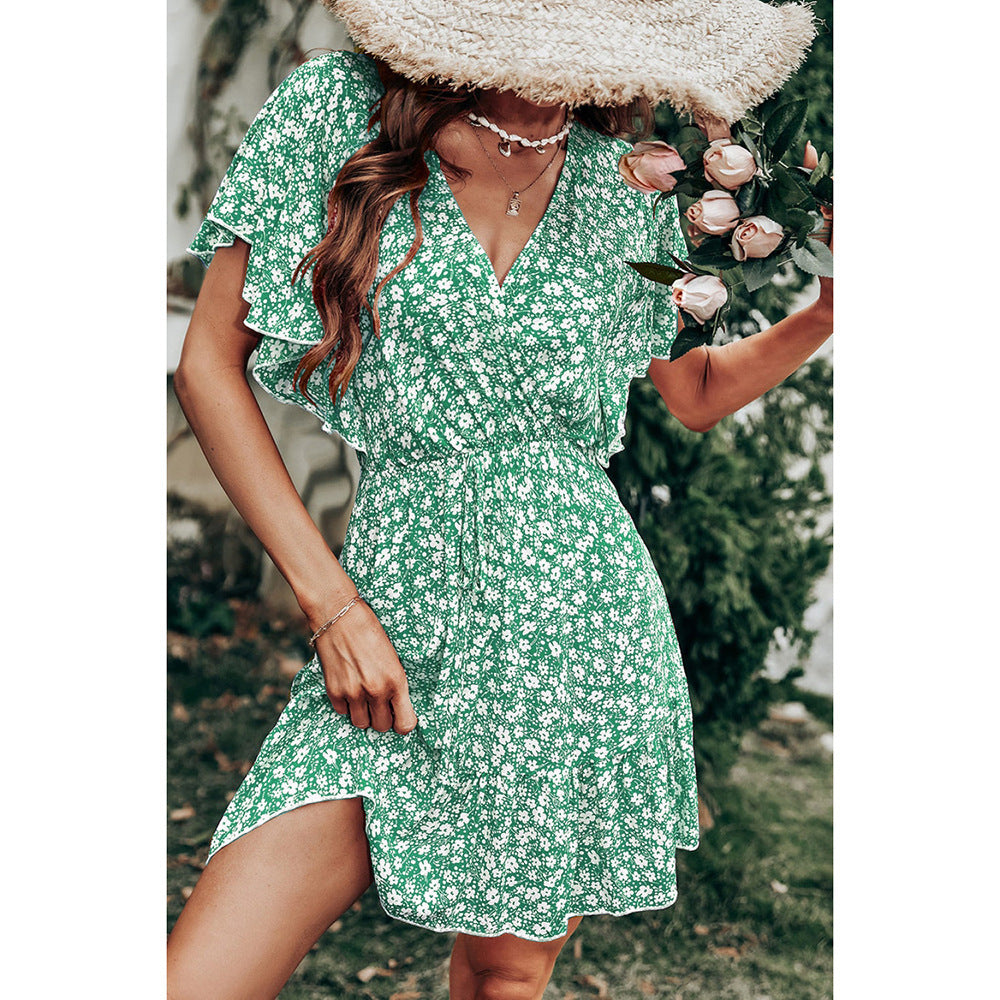 Damen Blumenmuster Kleid Drune
