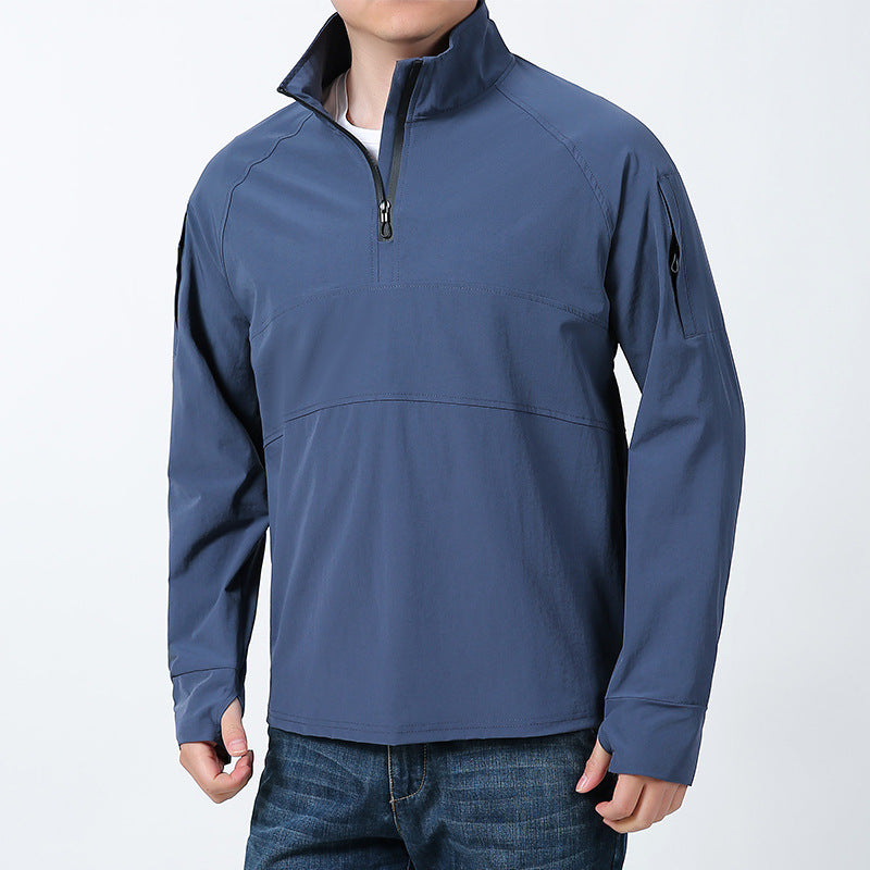 Herren nan Softshell-Pullover mit kurzem Reißverschluss, Ärmeltasche und Raglanärmeln Drune