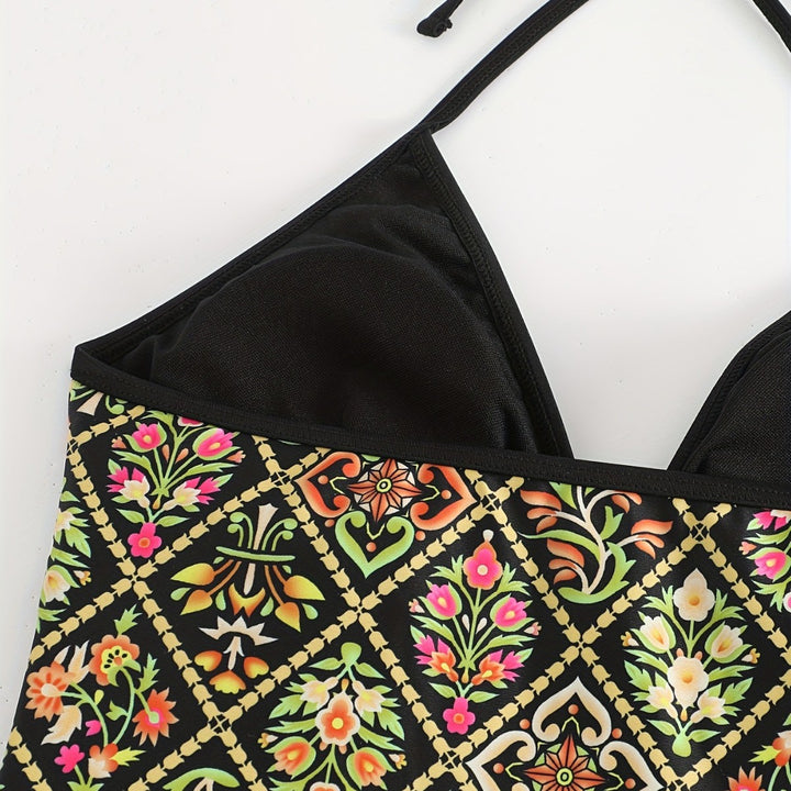 Damen Einteiliger Badeanzug mit modischem floralem Design Drune