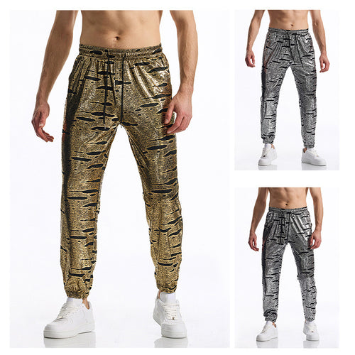 Herren elegante Jogginghose mit glänzendem Metallic-Muster Drune