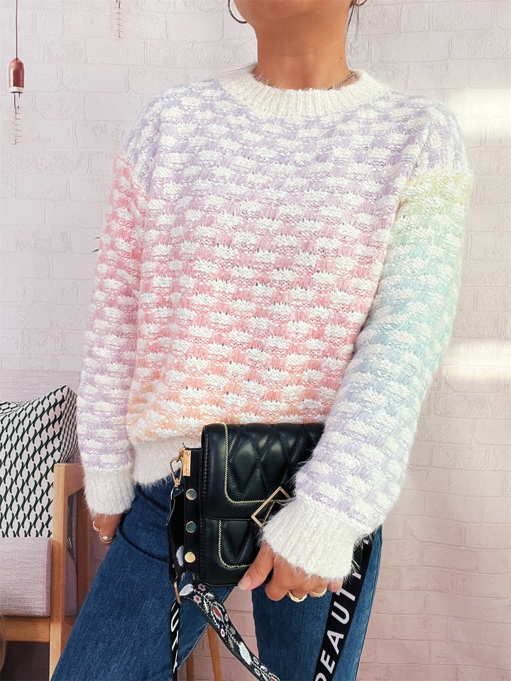 Damen kuscheliger Strickpullover mit strukturiertem Muster Drune