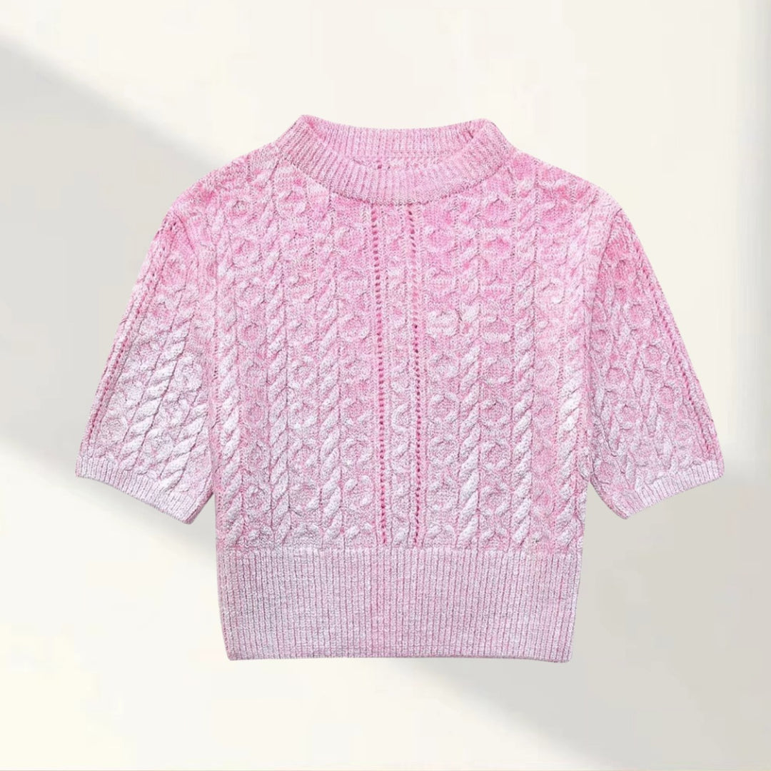 Damen Kurzer Strickpullover mit raffiniertem Zopfmuster und lässigem Schnitt Drune