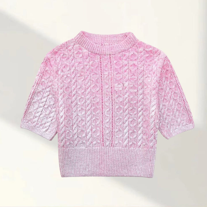 Damen Kurzer Strickpullover mit raffiniertem Zopfmuster und lässigem Schnitt Drune