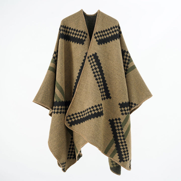 Damen Wickelponcho mit modernem geometrischem Muster und qualitativ hochwertiger Verarbeitung Drune