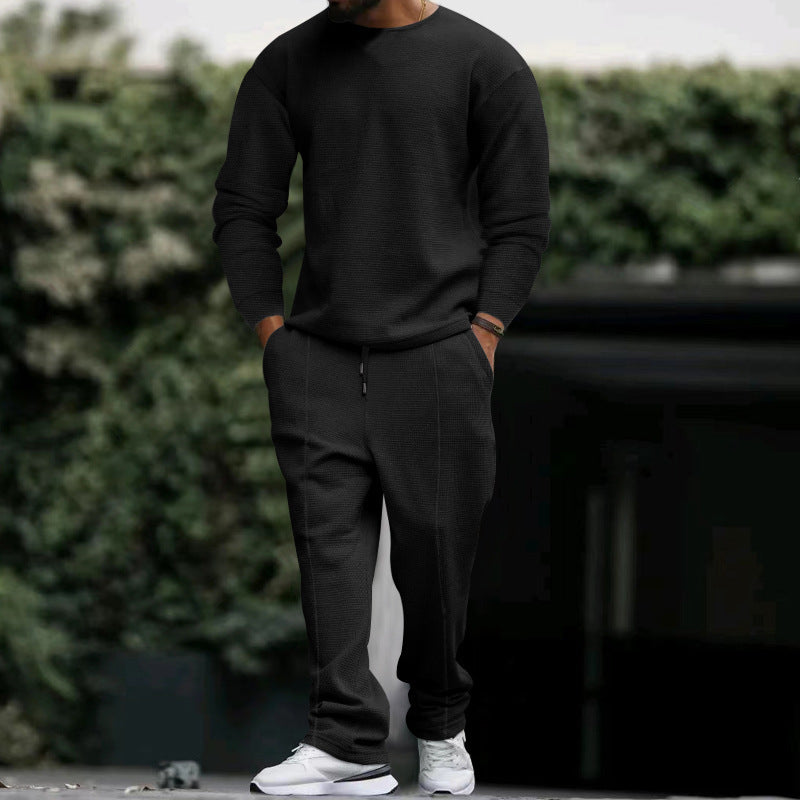 Herren lässiges Sweatshirt und Jogginghose Set mit strukturiertem Stoff Drune