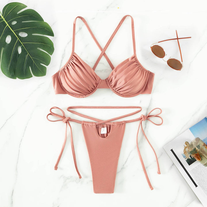 Damen Push-Up Bikini-Set mit gekreuzten Trägern Drune