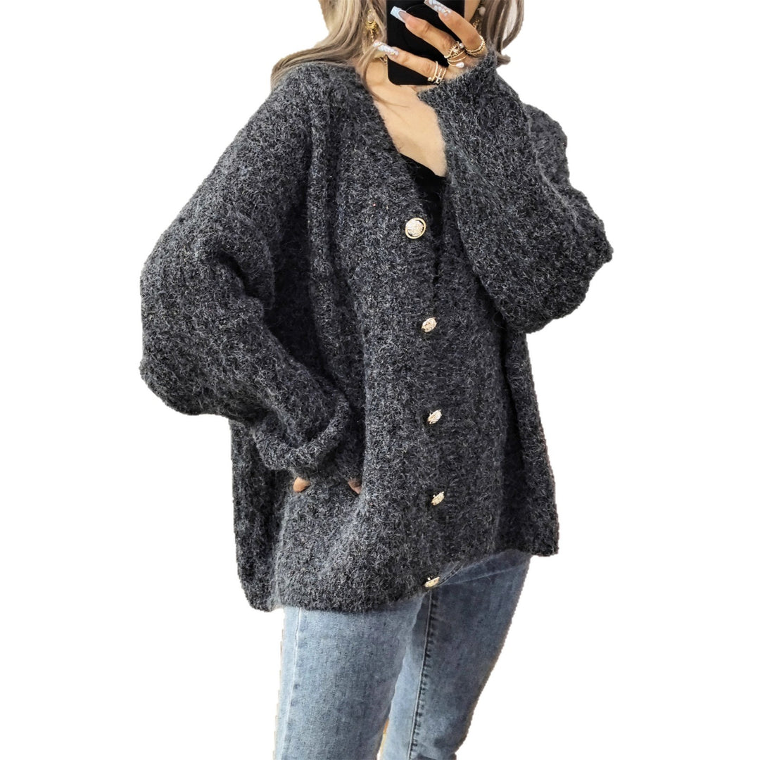 Damen gemütliche Strickjacke mit Knopfdetails Drune