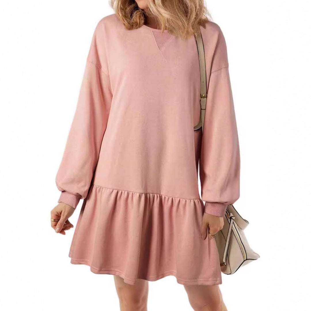 Damen Pulloverkleid mit Volant-Saum und lässigem Schnitt Drune
