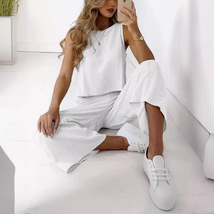 Damen entspanntes Oberteil und weite Hose Set Drune
