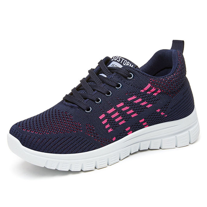 Damen nan flexible Strick-Fit-Sneaker mit elastischem Sockenschuh, dämpfender Waben-EVA-Zwischensohle und Zuglasche Drune