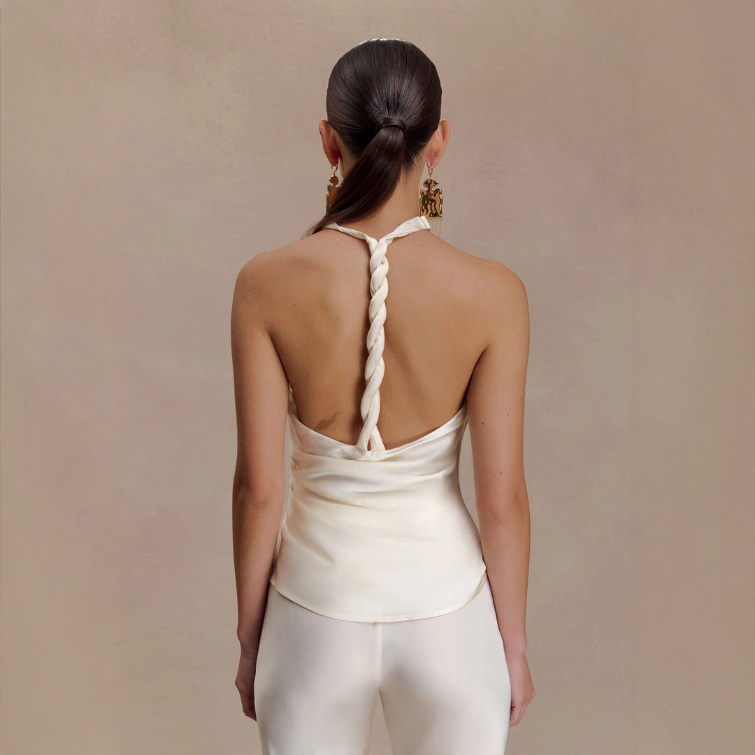 Damen Elegante Bluse mit asymmetrischem Schnitt und Drapierung Drune