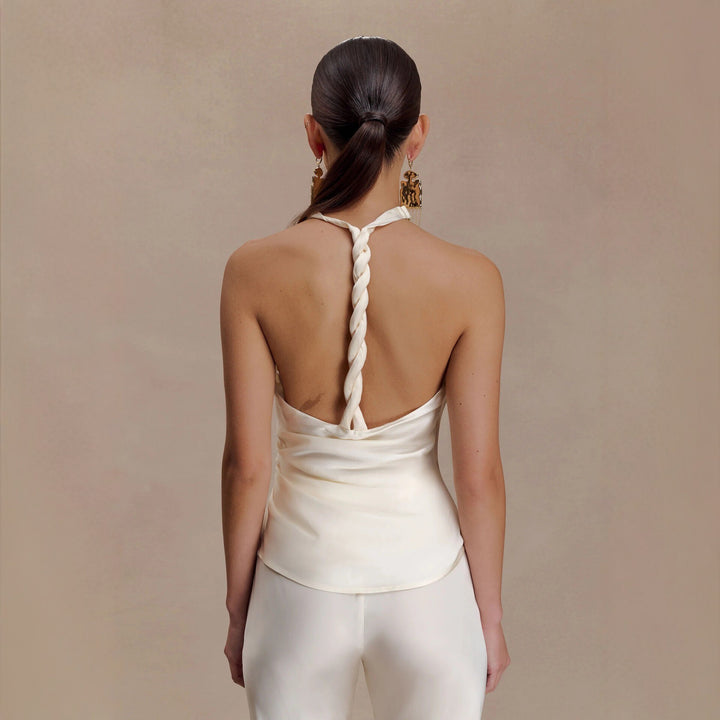 Damen Elegante Bluse mit asymmetrischem Schnitt und Drapierung Drune
