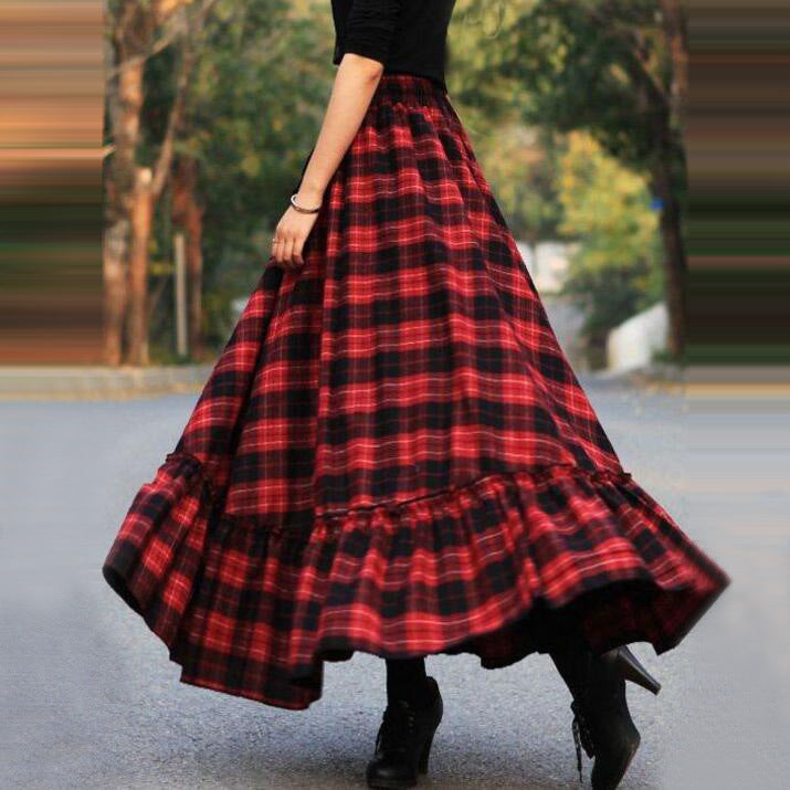 Damen Maxi-Rock mit eleganter Absatz und Viskose-Mix Drune
