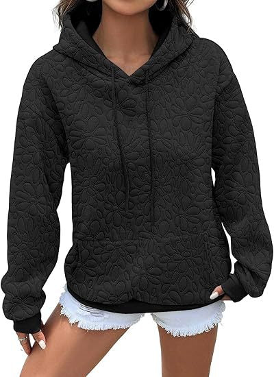 Damen Kapuzenpullover mit floralen Prägungen und großzügiger Passform Drune