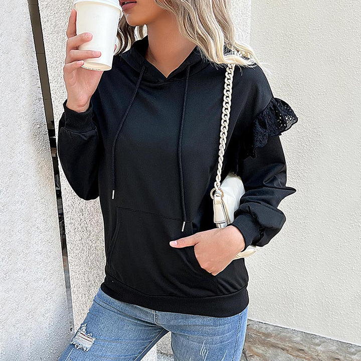Damen Kapuzenpullover mit eleganten Rüschendetails Drune