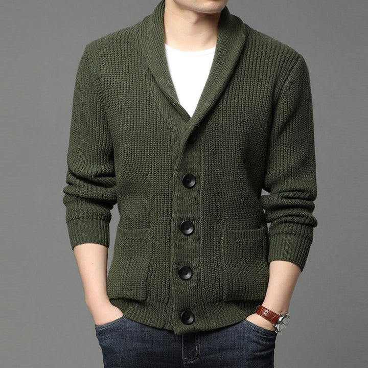 Herren Strickjacke mit Schalkragen und praktischen Taschen Drune