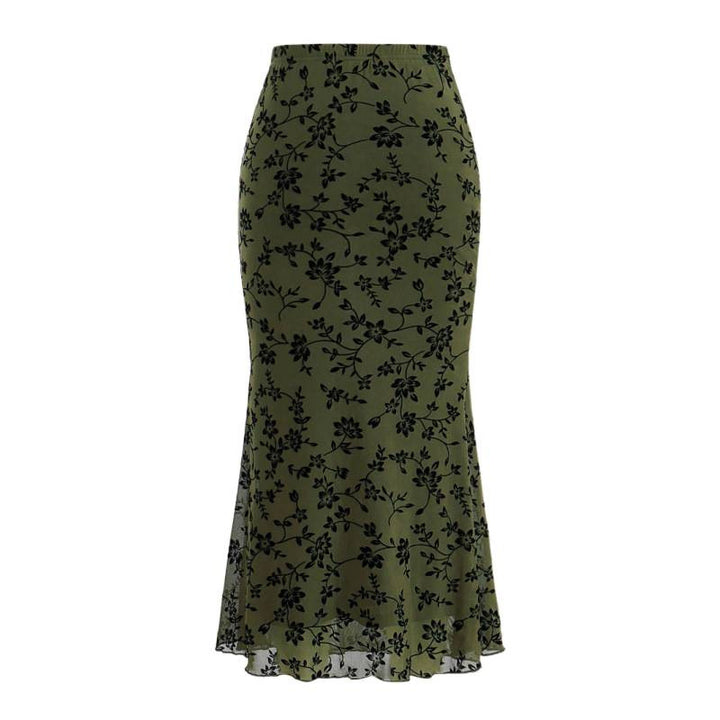 Damen Eleganter Maxirock mit floralem Design und leichtem Stoff Drune