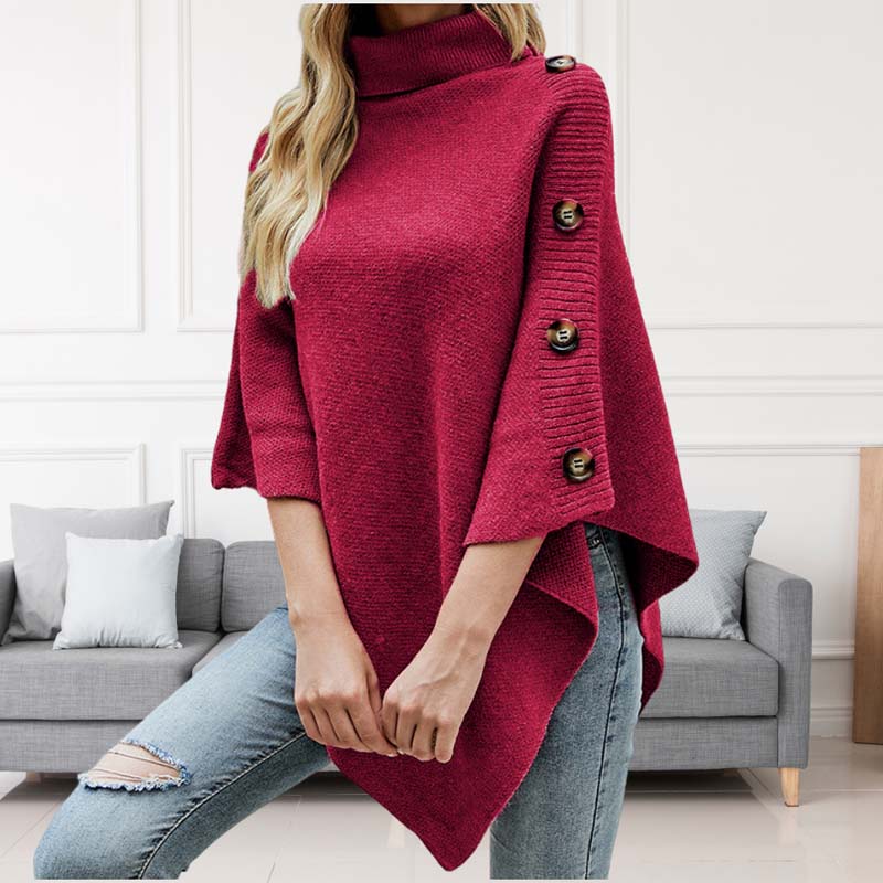 Drune | Poncho mit Knopfdetails Akryl Elegant und Warm