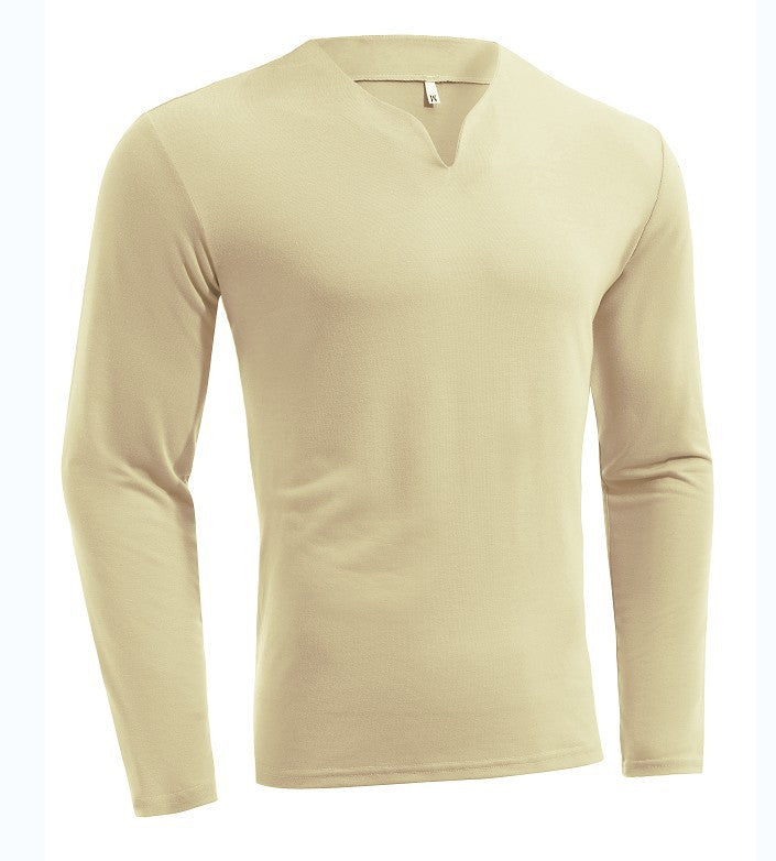 Herren nan Langarmshirt mit V-Ausschnitt Slim Fit Baumwollmix und elastischem Komfortbund Drune