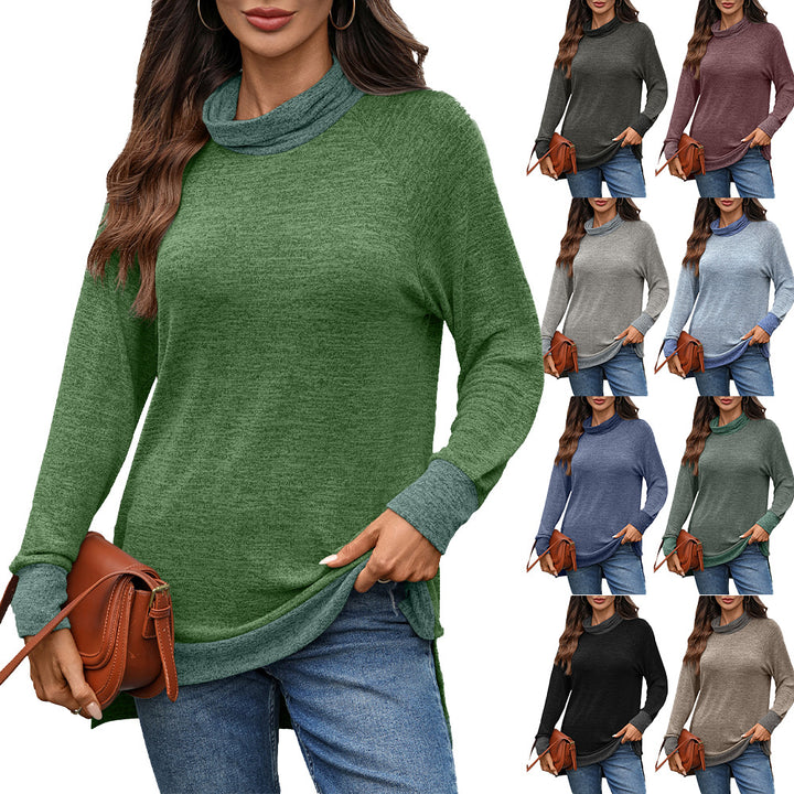 Damen lässiger Pullover mit stehendem Kragen und seitlichen Schlitzen Drune
