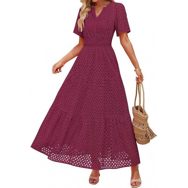 Damen Maxikleid mit gehäkeltem Muster Drune
