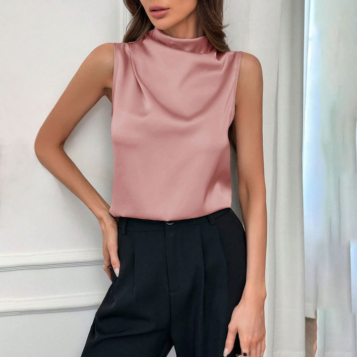 Damen Elegantes Oberteil mit hochgeschlossenem Kragen Drune