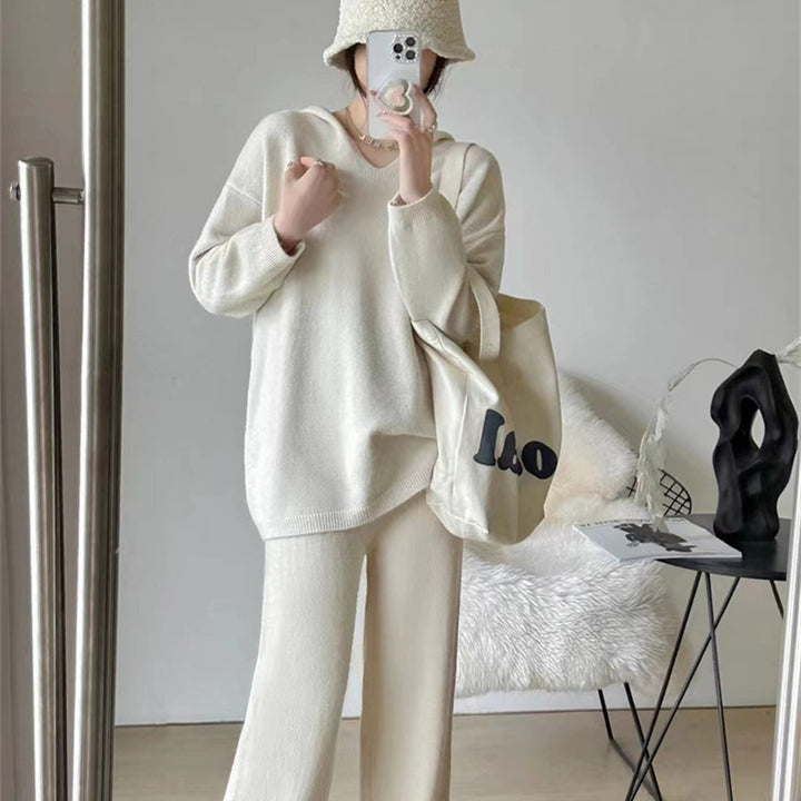 Damen lässiger Strickanzug mit weichem Material und entspannter Passform Drune