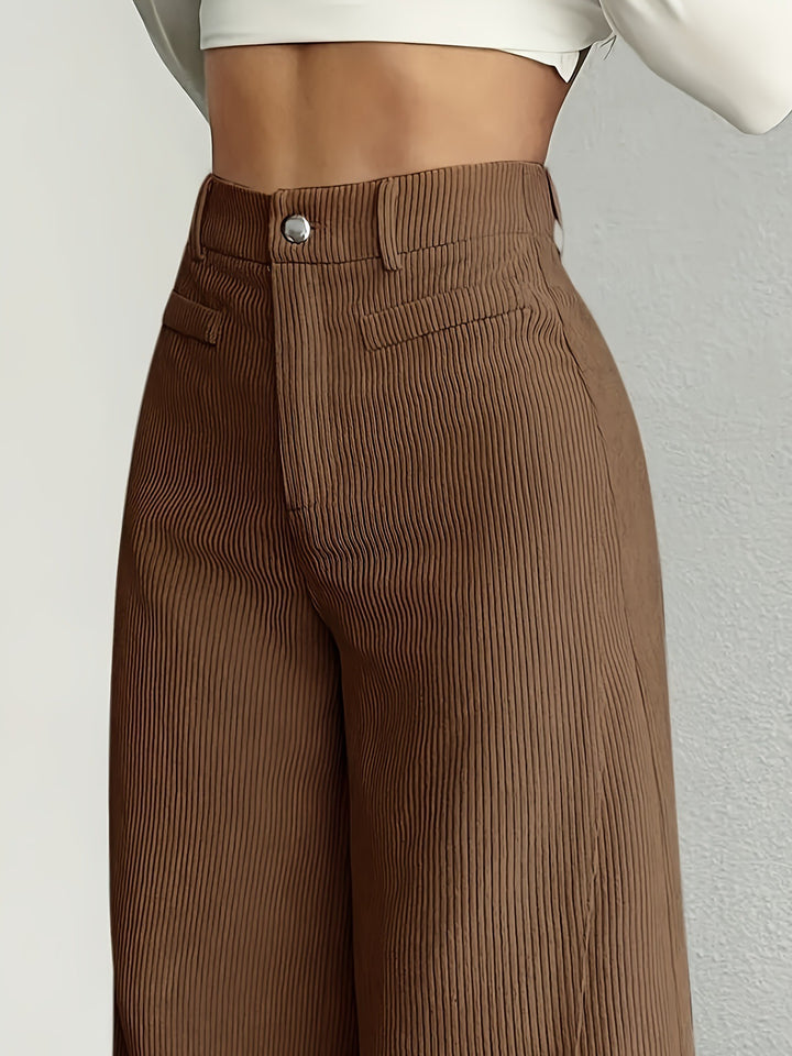 Damen Weite Cordhose mit hohem Bund und langem Schnitt Drune