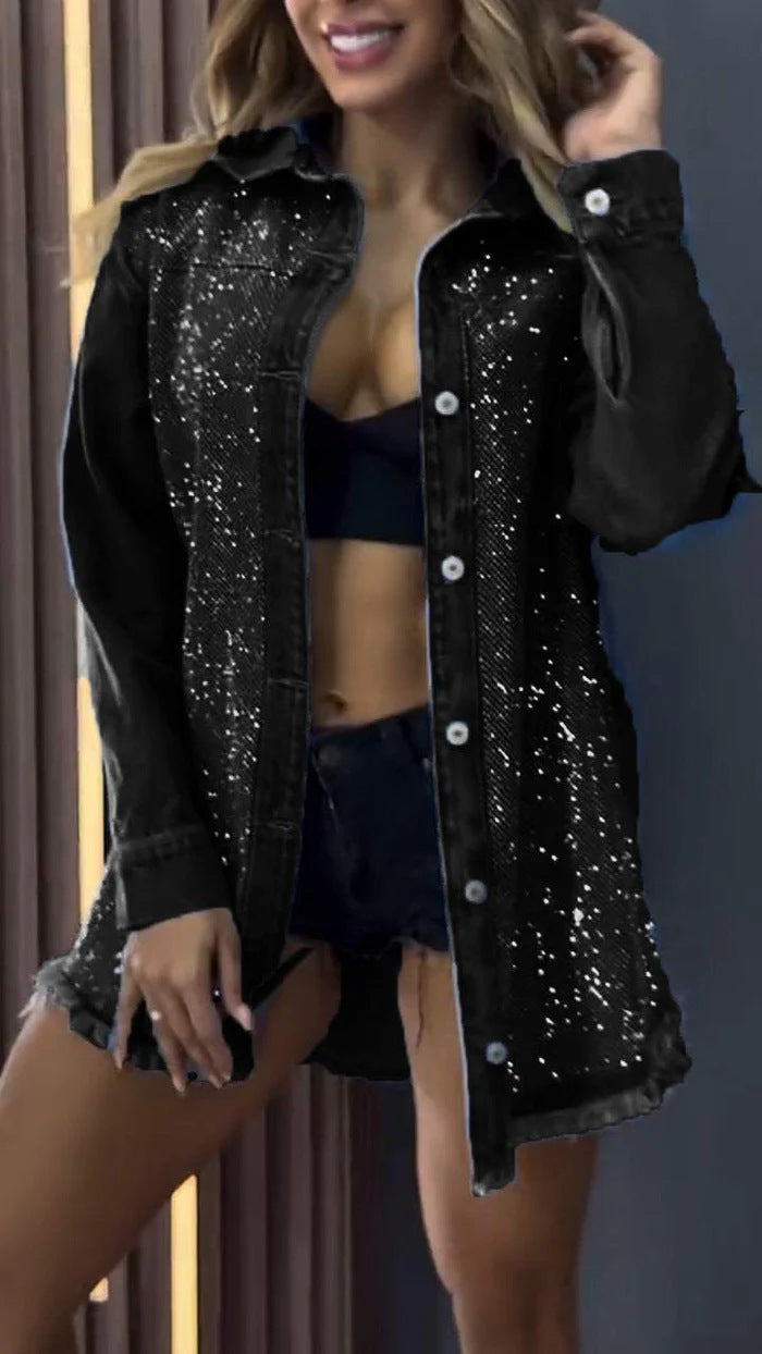 Damen Elegant verzierte Denimjacke Drune