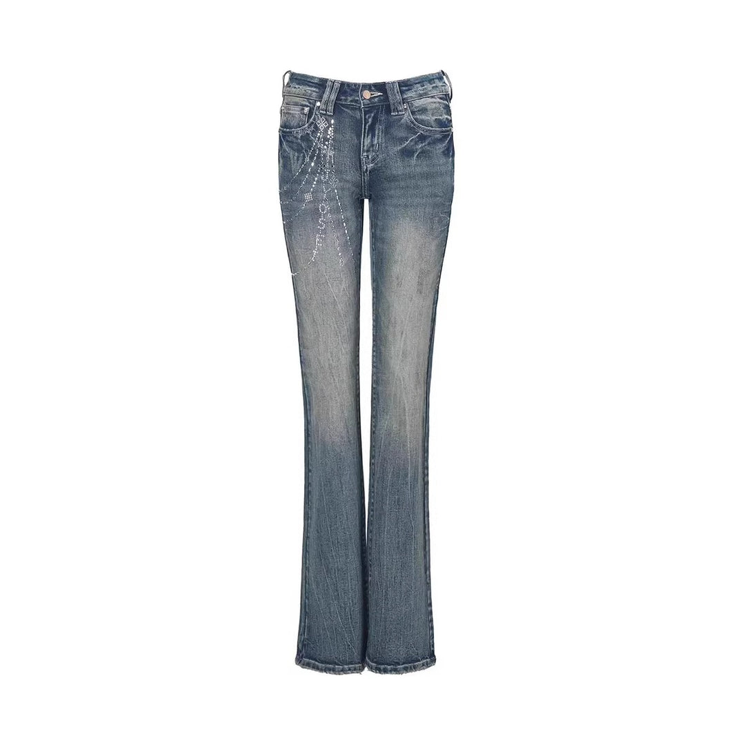 Damen Flared Jeans mit funkelnden Applikationen Drune