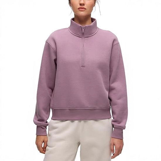 Damen sportlicher Fleece-Pullover mit Stehkragen Drune
