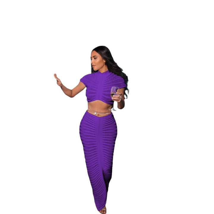 Damen Figurbetontes Crop-Top und Rock-Set Drune